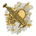 "i love brass music" heart clarinet tattoo design idea