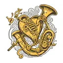 "i love brass music" heart clarinet tattoo design idea