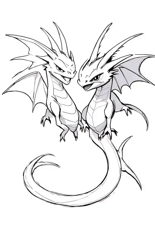 Toothless and light fury from how to train your dragon staring at each other bashfully in love while flying  tattoo design idea