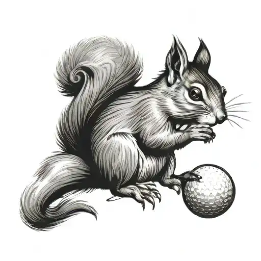 squirrel, golf ball, saint Christopher tattoo design idea