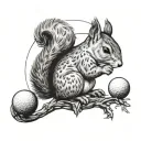 squirrel, golf ball, saint Christopher tattoo design idea