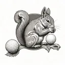 squirrel, golf ball, saint Christopher tattoo design idea