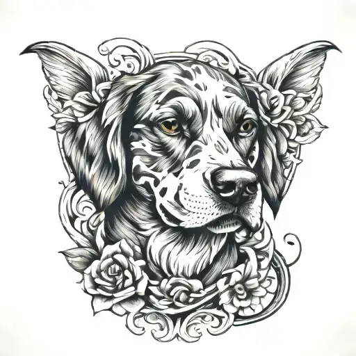 bird dog tattoo design idea
