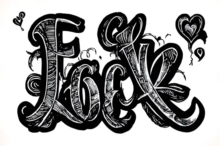 Fuck Love letter written tattoo design idea