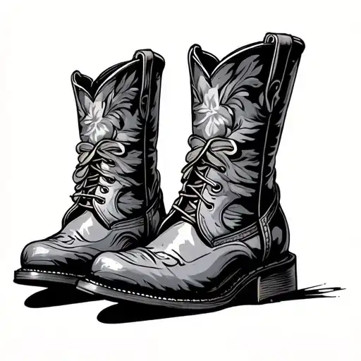 fine line boot spur tattoo design idea