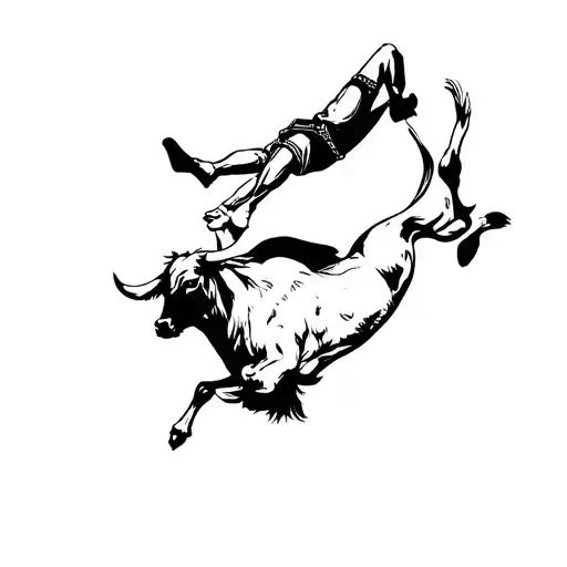 matador doing a back flip over a bull tattoo design idea
