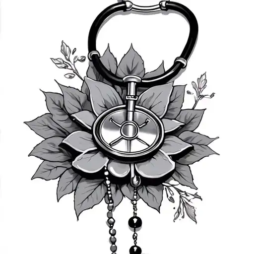 stethoscope combined with a rosary  tattoo design idea