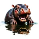 Hippopotamus with scars in the ponds tattoo design idea