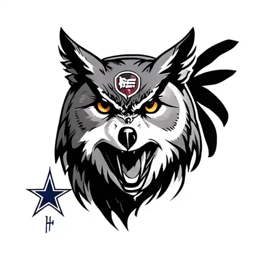 wolf, owl, Dallas cowboys, Atlanta united tattoo design idea