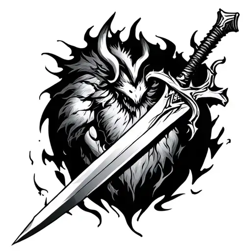 Set Your Heart Ablaze demon slayer sword tattoo design idea