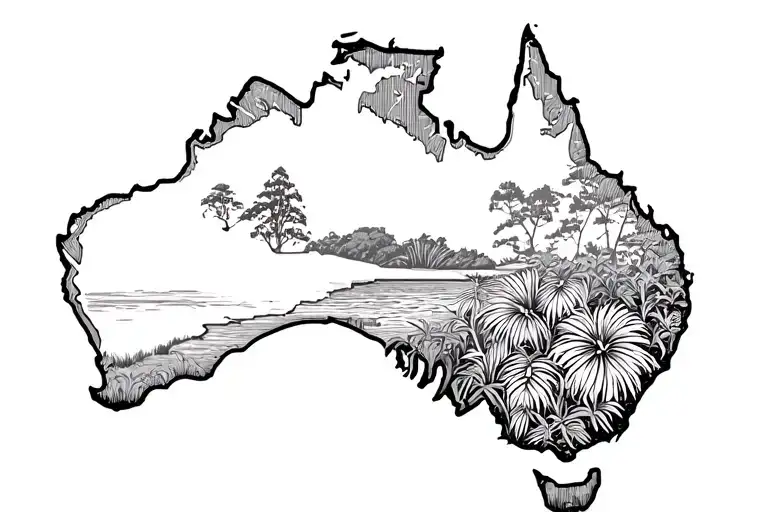 Australia landscape tattoo design idea