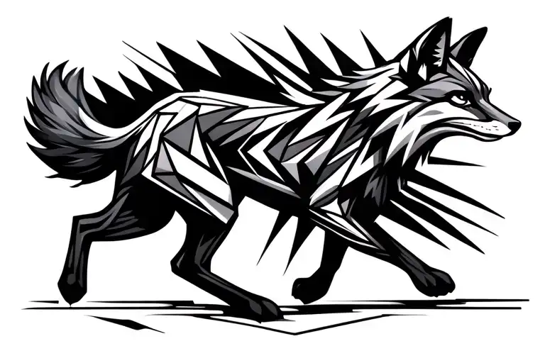 fox running tattoo design idea