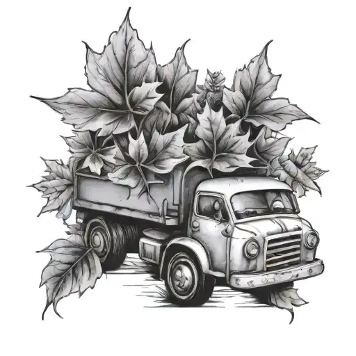 little truck with fall leaves  tattoo design idea