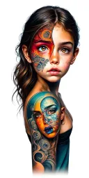 split face girl emotions representing mental health struggles tattoo design idea