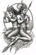 vishnu and shiva trident tattoo design idea