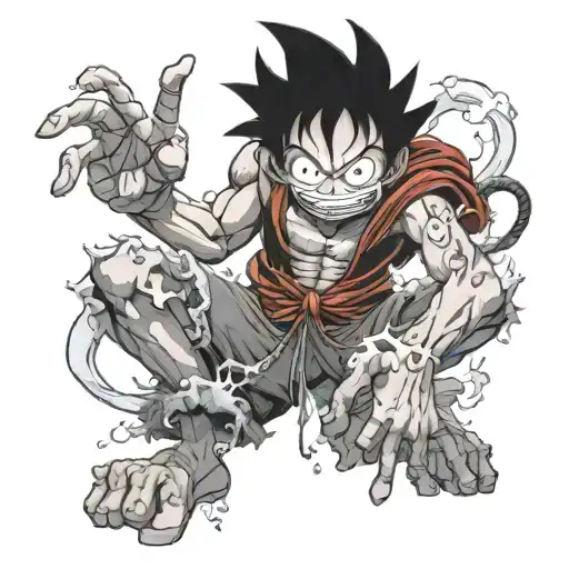 luffy gear 5 red eyes and haki tattoo design idea