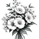 january birth flower bouquet with baby breath and carnations tattoo design idea