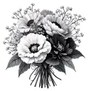 january birth flower bouquet with baby breath and carnations tattoo design idea