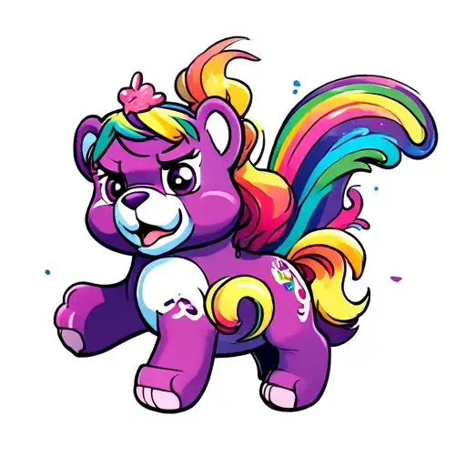 Grumpy care bear riding a my little pony  tattoo design idea