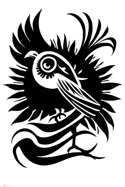 a kiwi bird with a Filipino sun tattoo design idea