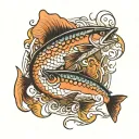 two salmon boxing tattoo design idea