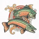 two salmon boxing tattoo design idea