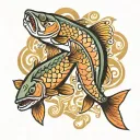two salmon boxing tattoo design idea