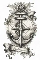 anchor and compass map of Scotland  tattoo design idea