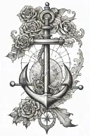 anchor and compass map of Scotland  tattoo design idea