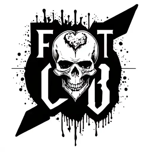 fight club logo, skull, and broken heart tattoo design idea