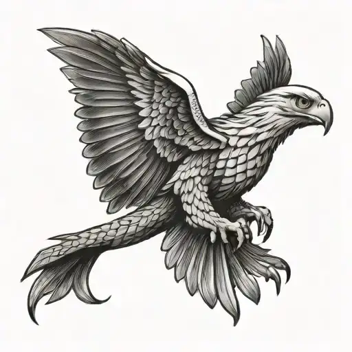 Snake and Eagle flying tattoo design idea