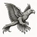 Snake and Eagle flying tattoo design idea