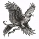 Snake and Eagle flying tattoo design idea