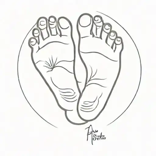 baby foot print and hand print with name and date tattoo design idea