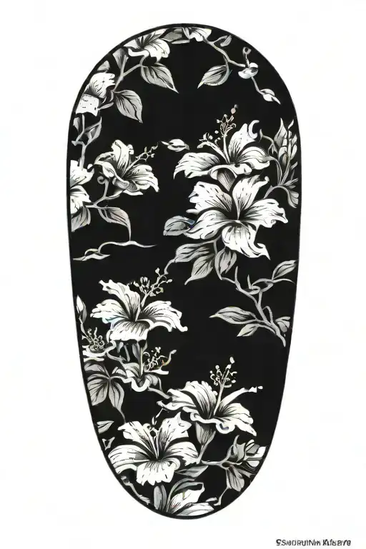 wrist to elbow sleeve with hibiscus flowers and lots of cherry blossoms tattoo design idea