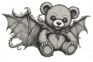 vampire teddy bear sitting tattoo design idea
