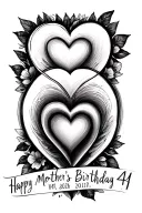 a thicker line below my mother's birthday date or below 4 hearts, one of which is hidden tattoo design idea