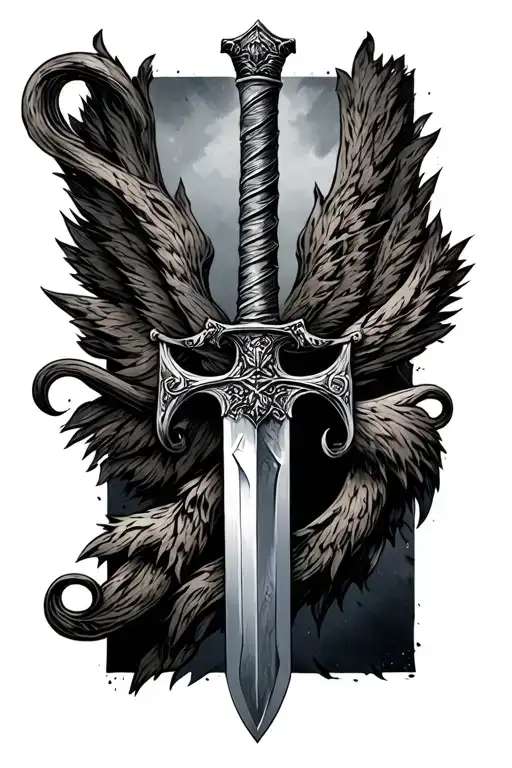 Scottish claymore sword tattoo design idea