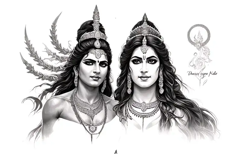 shiv and kali adi shakti tattoo design idea