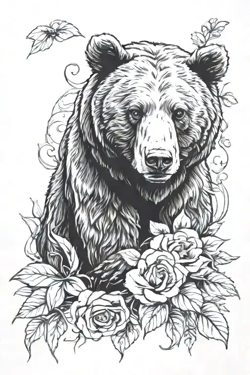 bear 3 7 22 flower tattoo design idea