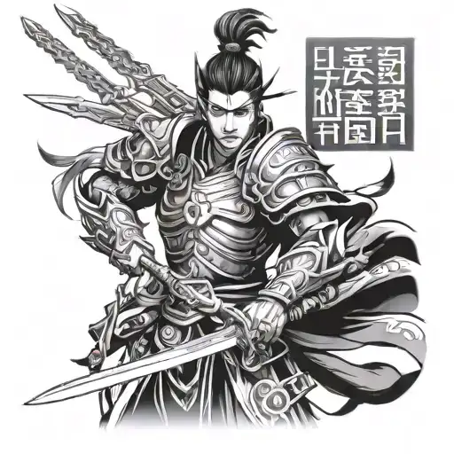 lu bu dynasty warriors virtual sword tattoo design idea