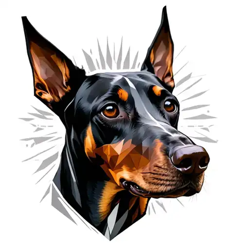 geometric Doberman pinscher dog tattoo design idea