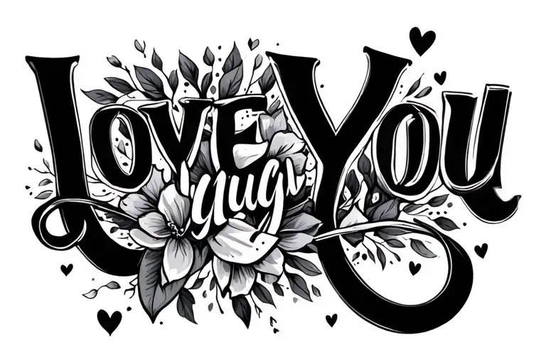 love you guys cursive writing with cancer ribbon tattoo design idea