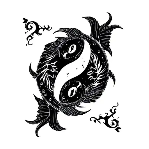 ying yang fish round logo incorporated tattoo design idea