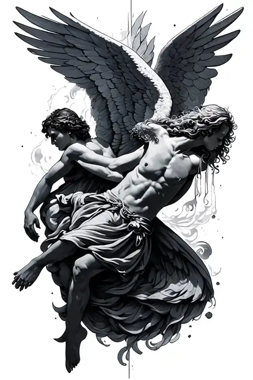 Icarus falling angel tattoo design idea