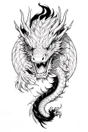 Japanesse style dragon with some fine lines going all tattoo design idea