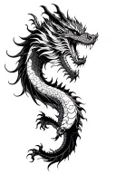 Japanesse style dragon with some fine lines going all tattoo design idea