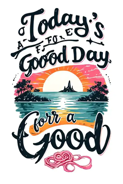 "Today's a good day for a good " "Today's a good day for a good " sunrise in pink and orange. No trees tattoo design idea