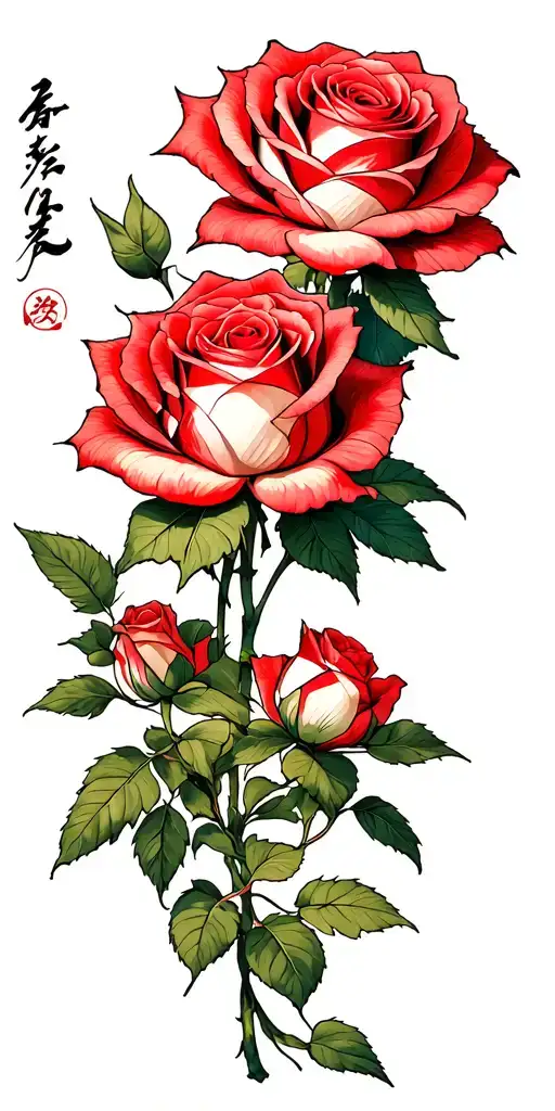 Realistic roses tattoo design idea