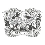 eagle protect letters "S C P E' no vine tattoo design idea